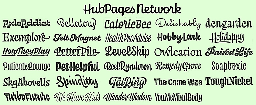 HubPages Network Niche Sites (List formatted by author)