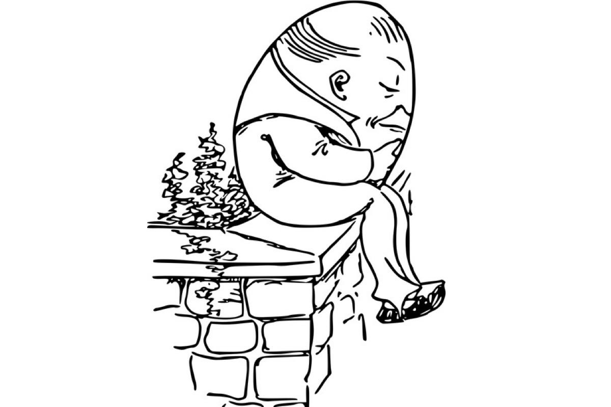 Humpty Dumpty sitting on wall