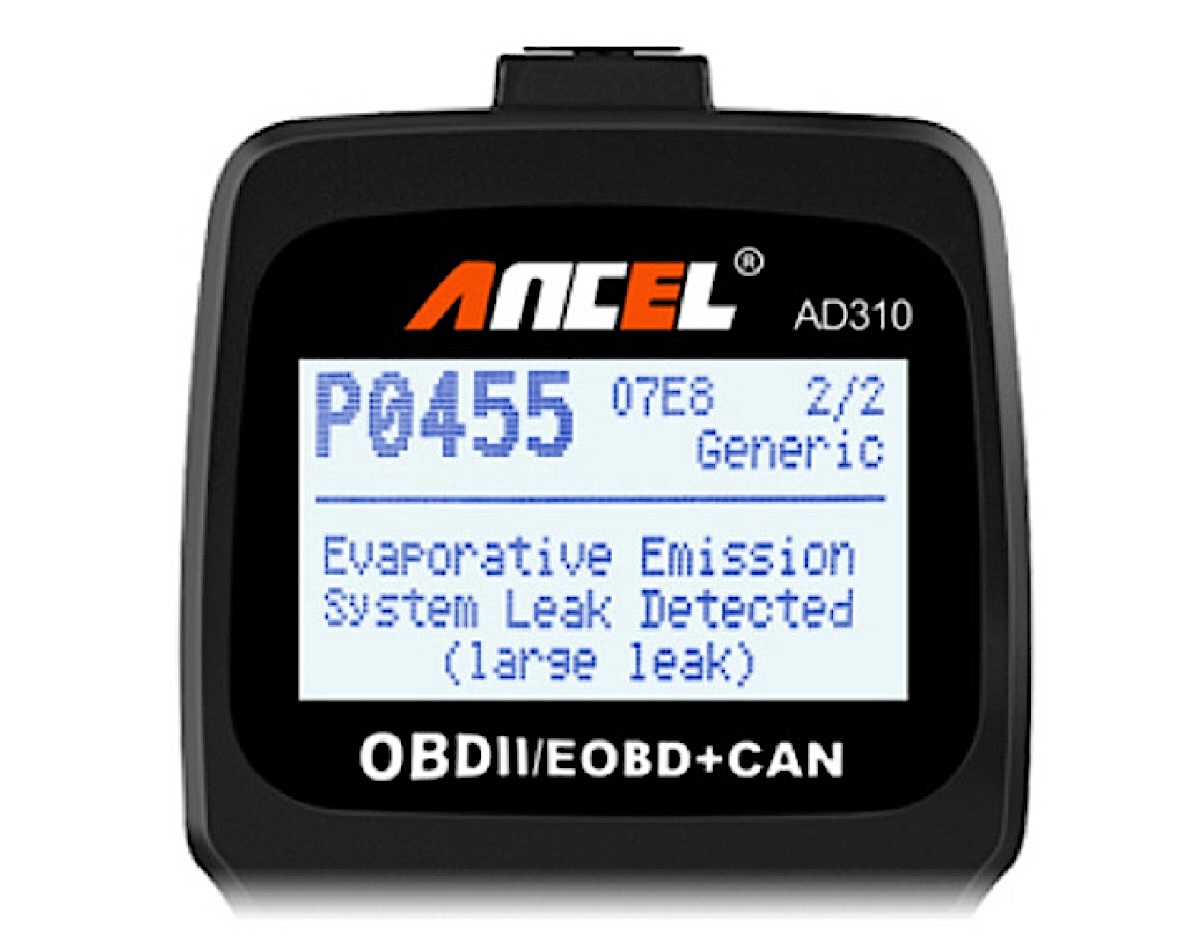 Example showing diagnostic code displayed