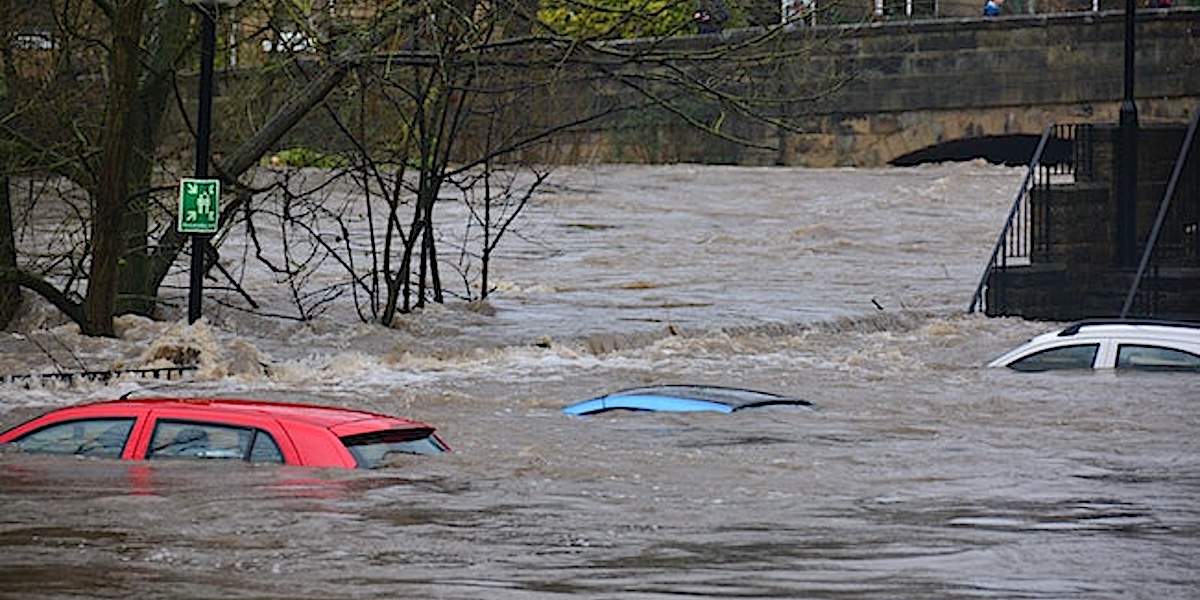 Cars under water in flood