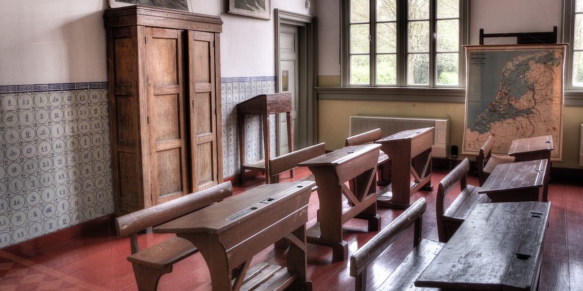 Desks in a Classroom.