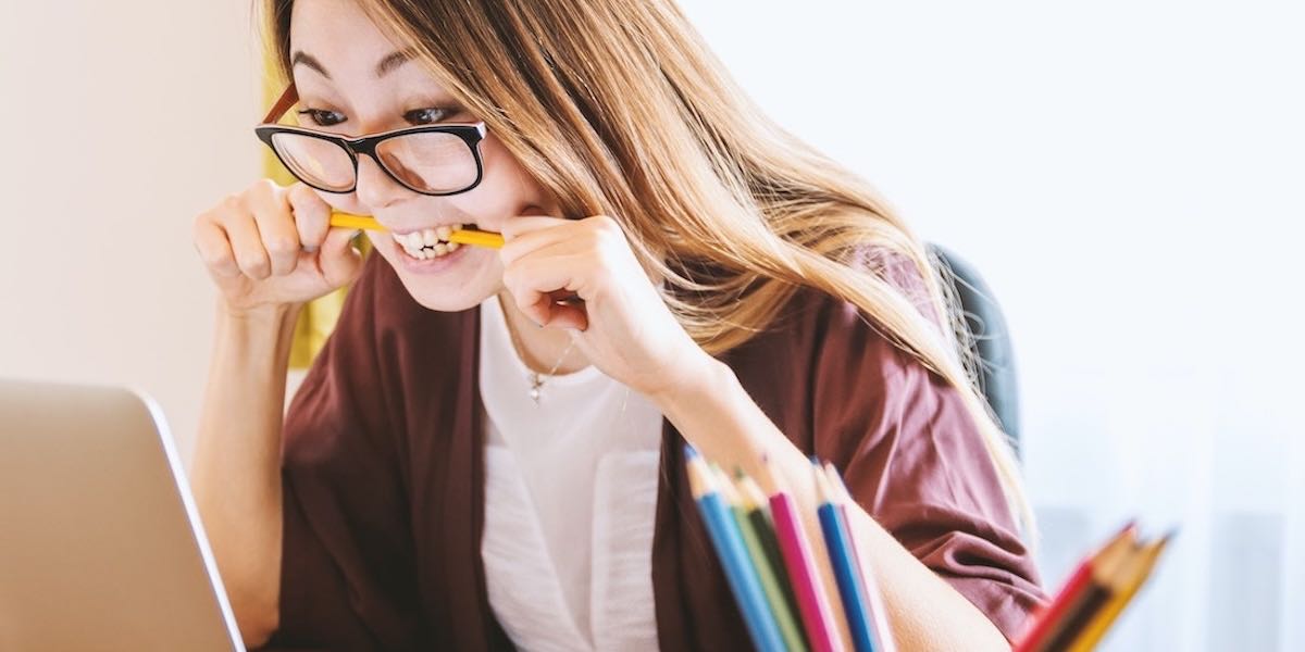 Woman trading stocks emotionally stressed