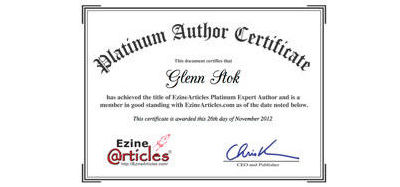 Ezine Expert Author Award Certificate