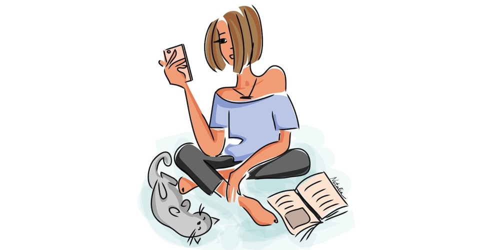 Girl reading illustration