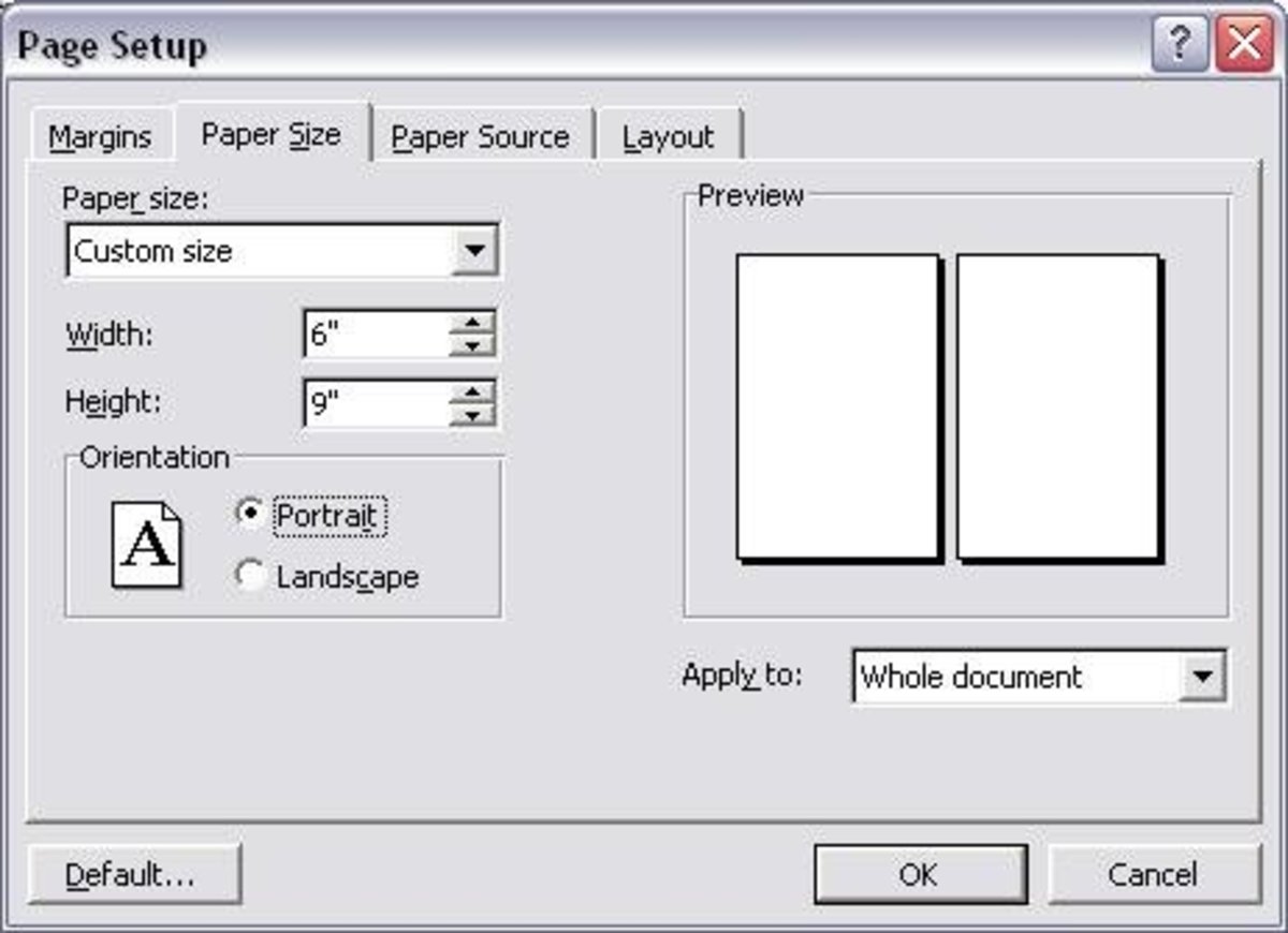 MS Word Page Size Settings