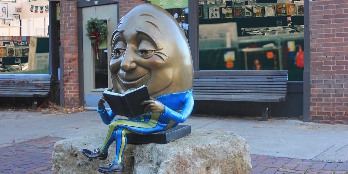 Humpty Dumpty sitting on a rock