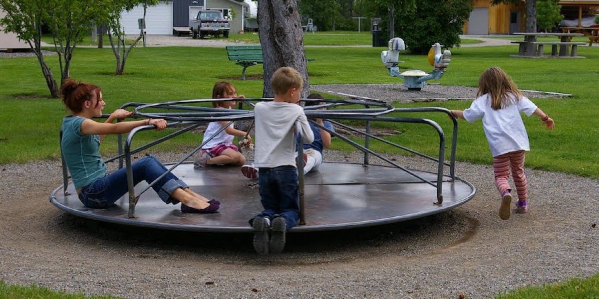 Children on merry-go-round