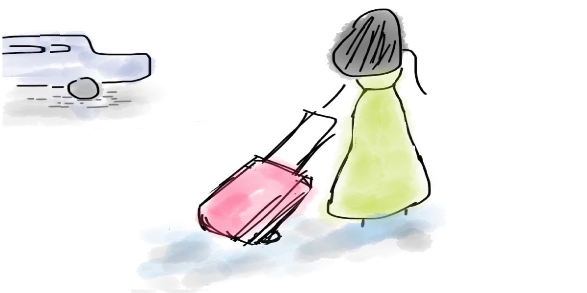 Girl leaving at airport