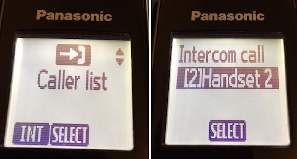 Intercom example on Panasonic phone