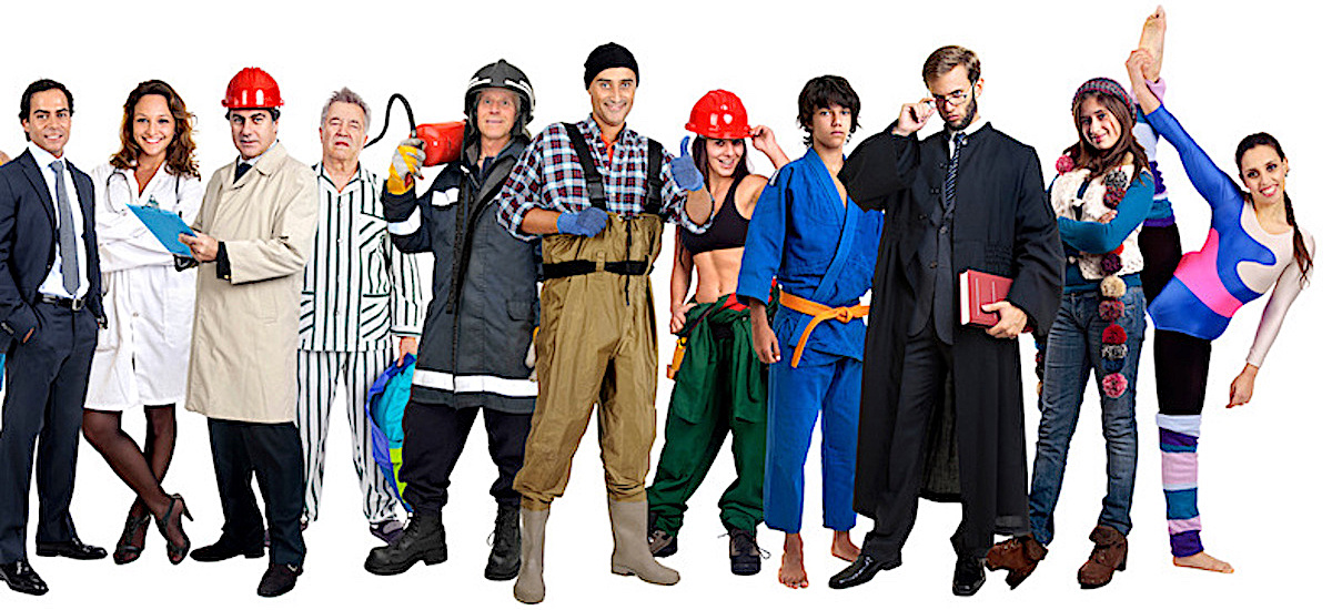 Various people acting differently