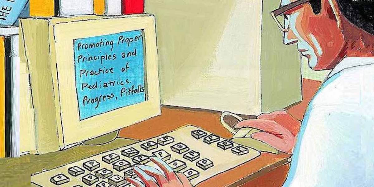 Illustration of a man working at a computer
